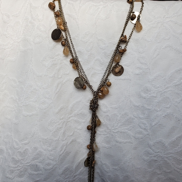 Tarnish Semi-precious Stone Layered Necklace - Picture 6 of 8